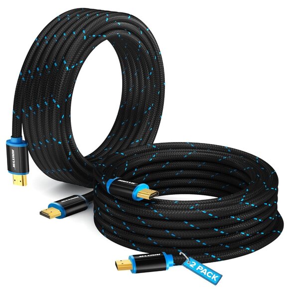HDMI Cable 4K Ultra HD 12 Foot Nylon Braided HDMI 2.0 Cable 2 Pack NEW - Picture 1 of 3